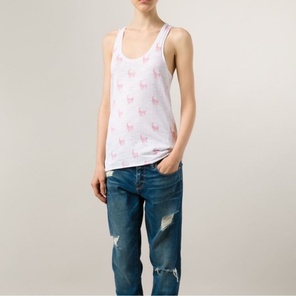 Skull Cashmere White Tank Top with Pink Skull Pattern 💀